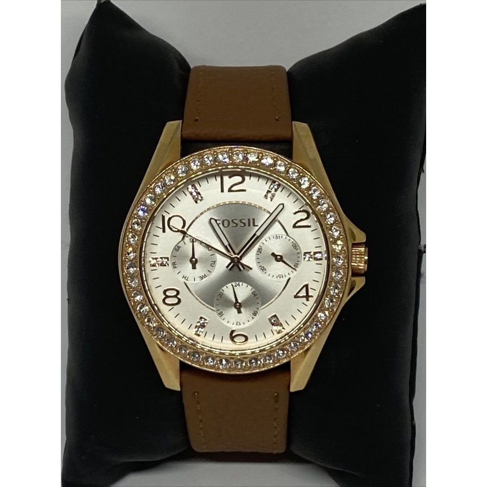 Fossil Riley ES3466 Women's Brown Leather Analog B